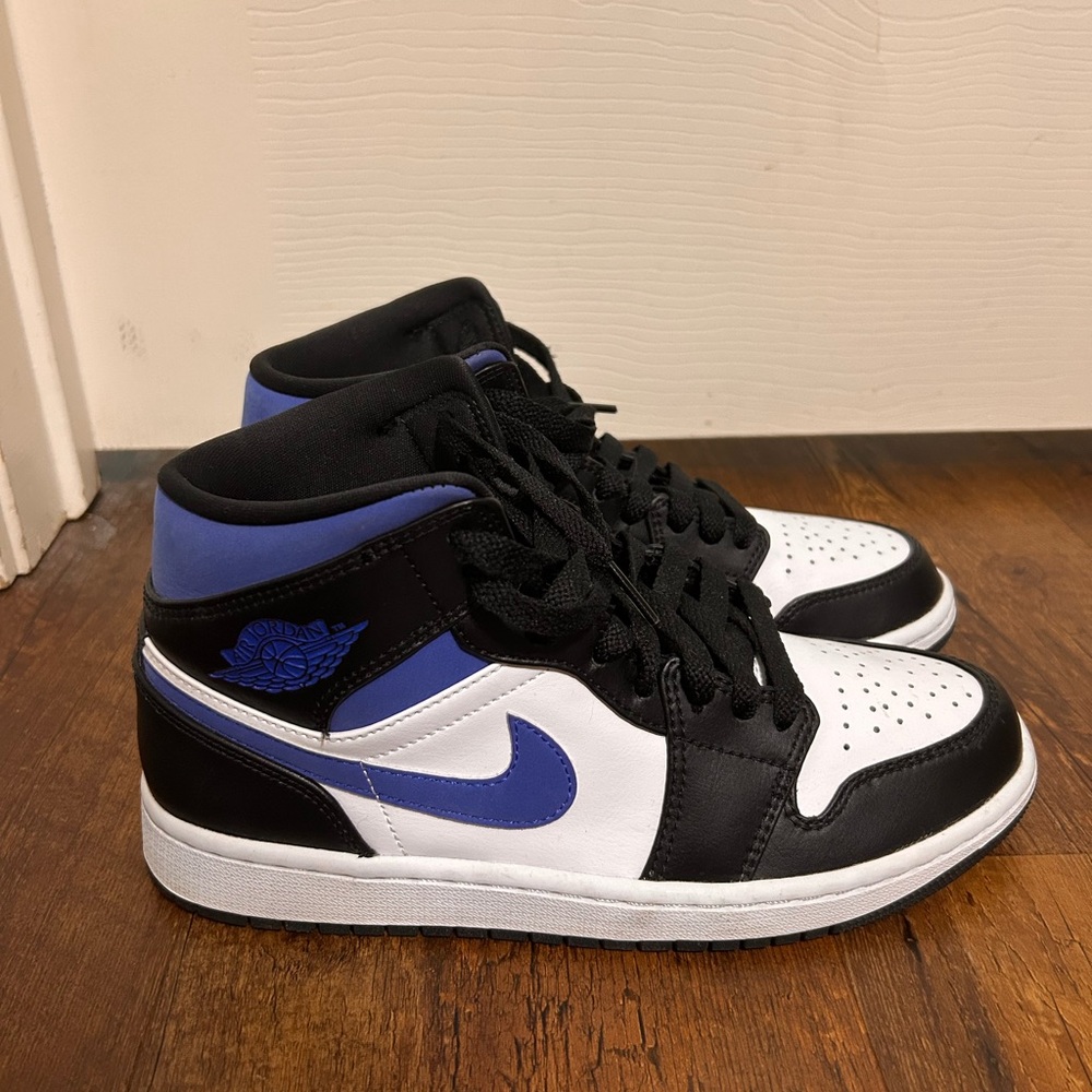 Nike Air Jordan Mid Black White Royal Blue Sneakers